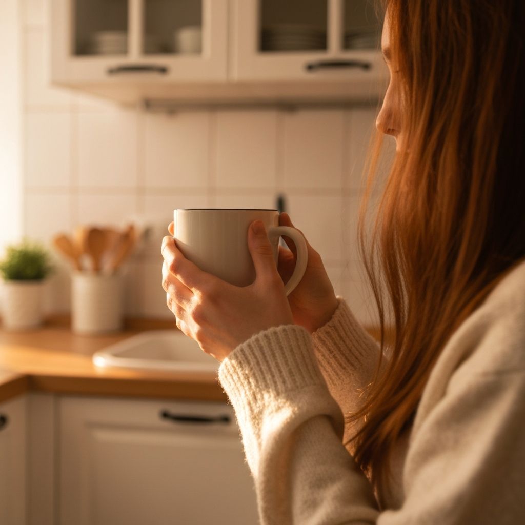 Ruke drže toplu šolju biljnog čaja za drvenim stolom sa različitim vrstama čaja